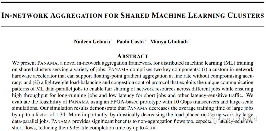 PANAMA: 共享机器学习集群的网内聚合框架