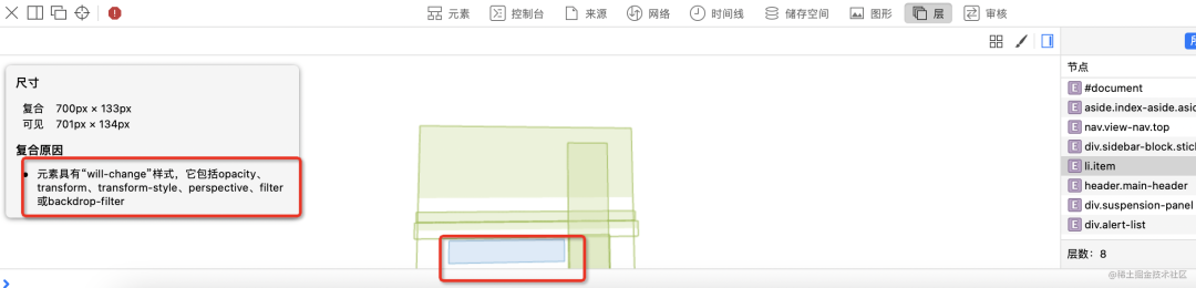 在 css 图层分析这方面，Chrome Devtools 属实不太行