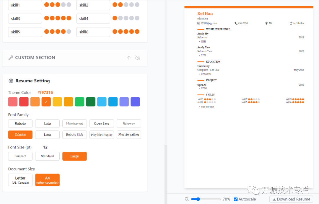 一个功能强大的开源简历生成器，太炫了！
