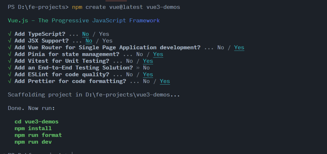 create-vue: Vue 官方项目脚手架工具